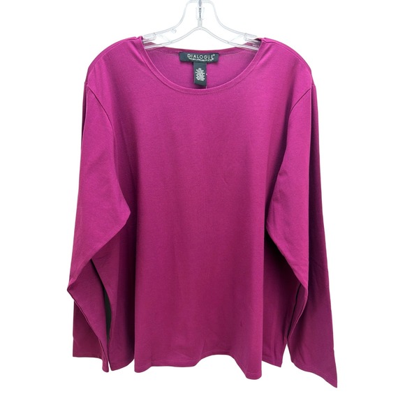 Dialogue Tops - Dialogue Violet Pima Cotton Long Sleeve Top 2X Basic Staple Soft